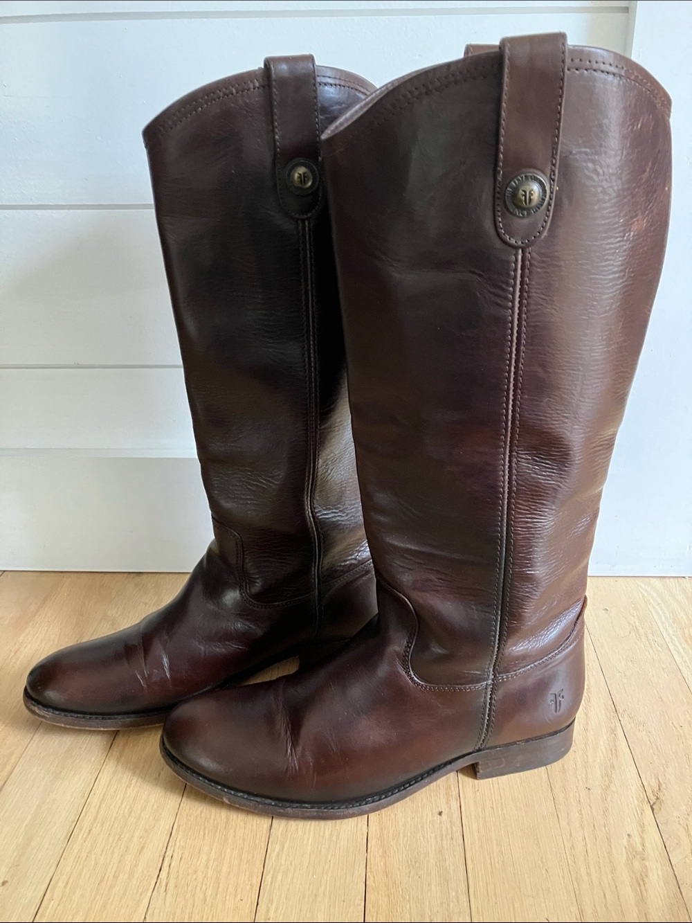 Frye Melissa Equestrian tall brown leather boots 8 1/2 - Picture 4 of 11
